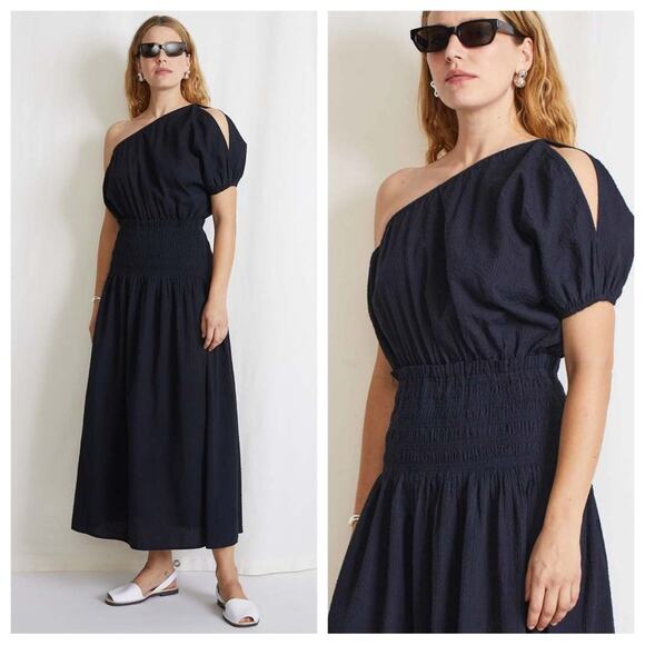 apiece apart - NWT marta one shoulder maxi dress cutout puff sleeve smocked - Picture 1 of 8